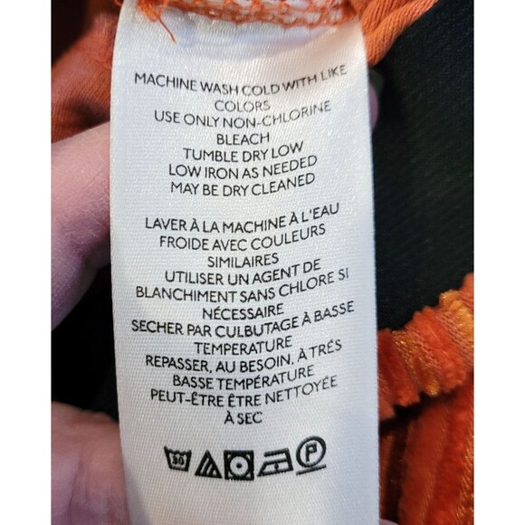 Free People L Orange Velvet Ribbed Flare Pull On Pants Boho 70s Festival Retro - Picture 5 of 8